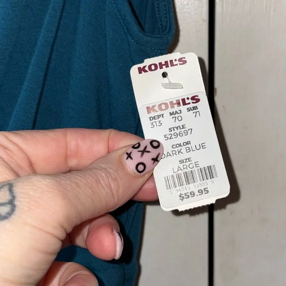 Lands’ End Teal Blue Ruched Knot Waist Dress L 14-16 Sleeveless NWT - Picture 4 of 7